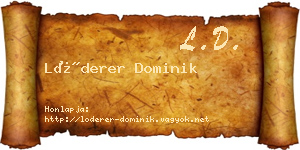 Lóderer Dominik névjegykártya